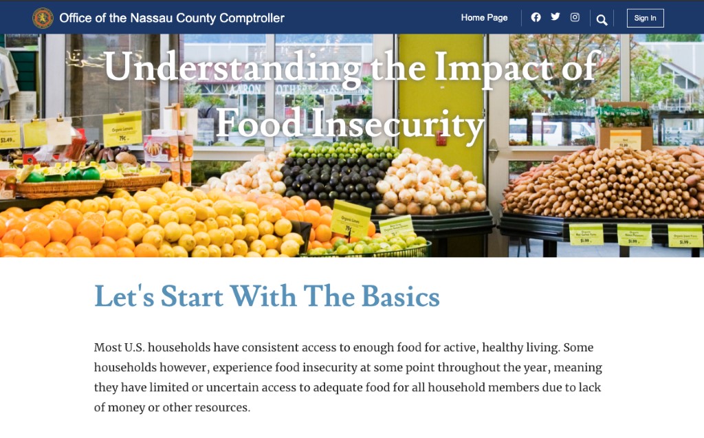 One jumping off point of the equity gap toolkit delves into the impact of food insecurity on Nassau County households. 